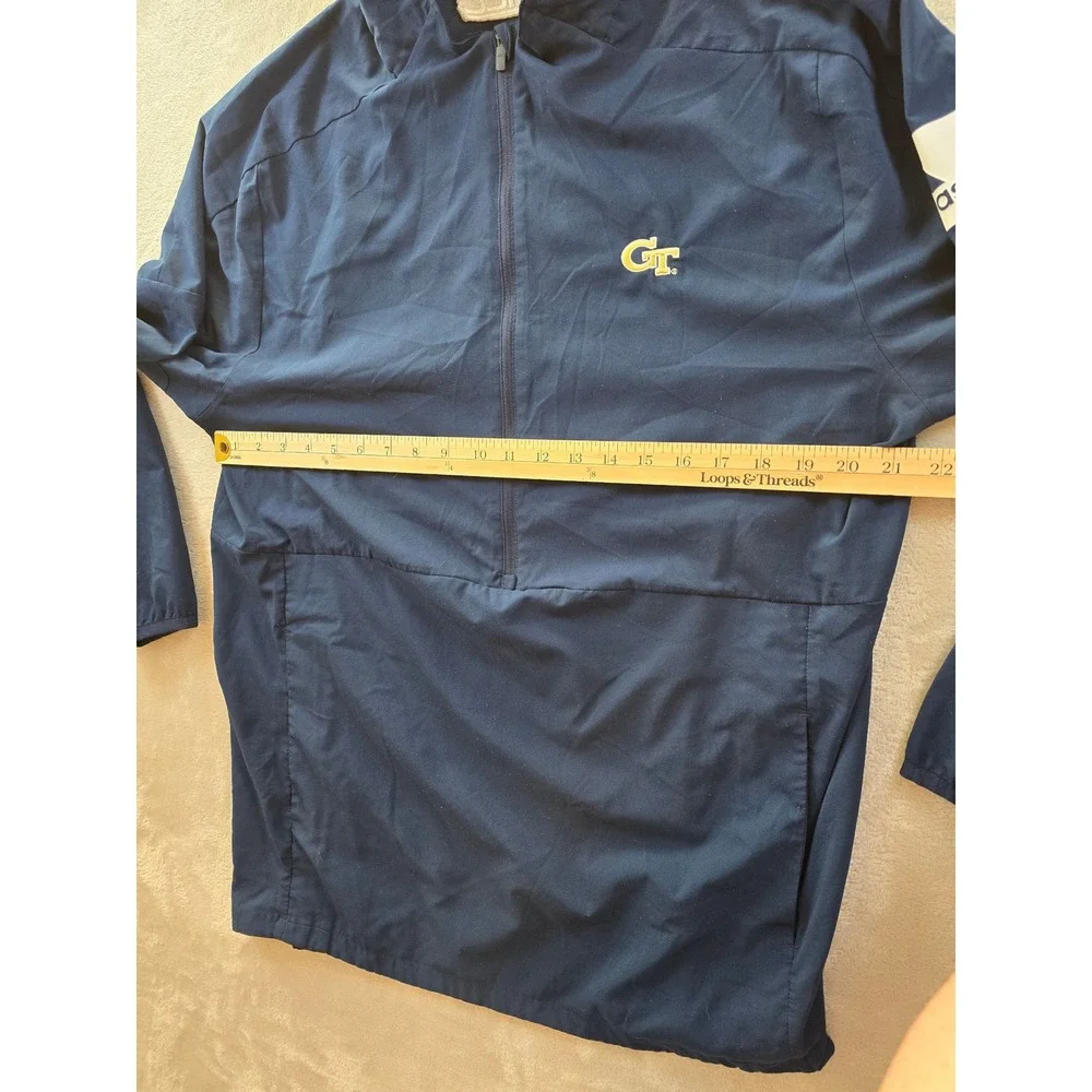 Georgia Tech Jacket Mens M Blue Adidas Pullover Half 1/2 Zip‎ Windbreaker *Read